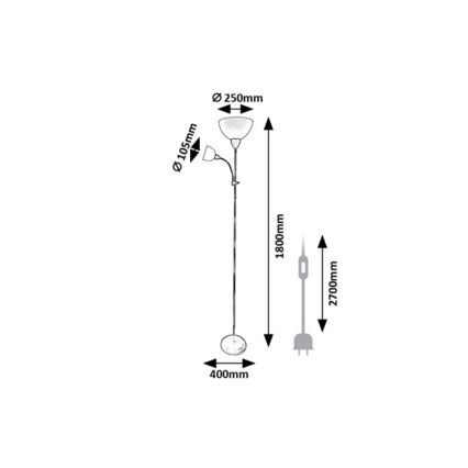 Rabalux - Lampadar 1xE27/60W/230V + 1xE14/25W, negru