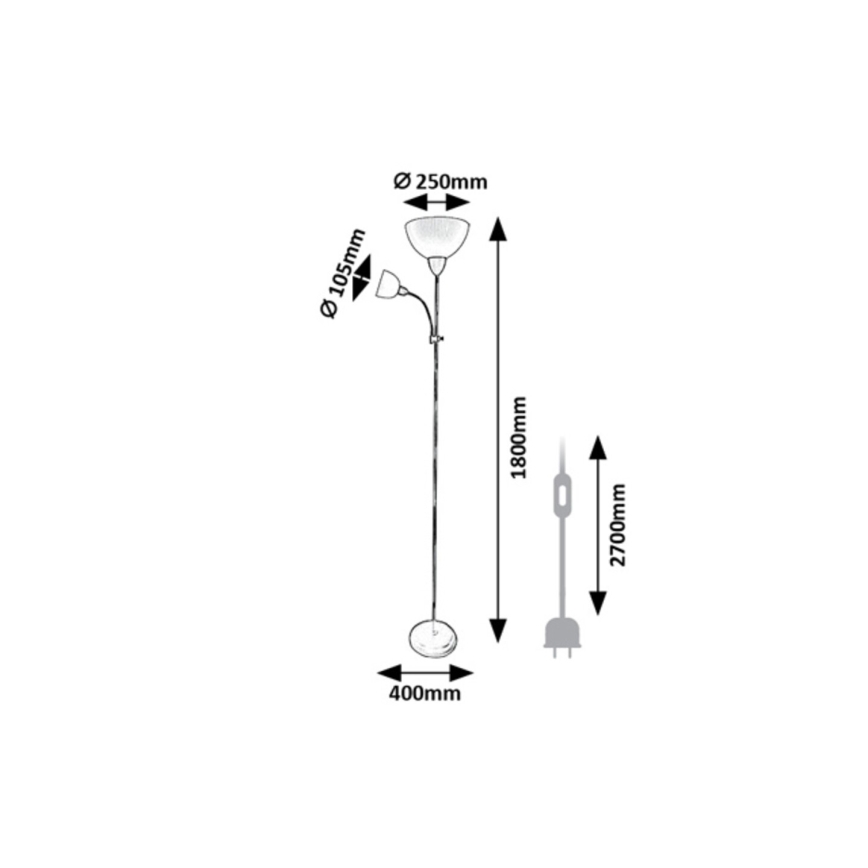 Rabalux - Lampadar 1xE27/60W/230V + 1xE14/25W, negru
