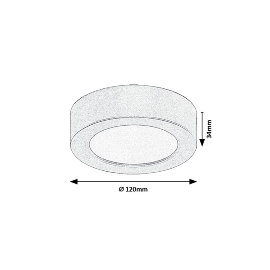 Rabalux - Plafonieră LED pentru baie, 7W, 230V, Ø 12 cm, IP44, negru