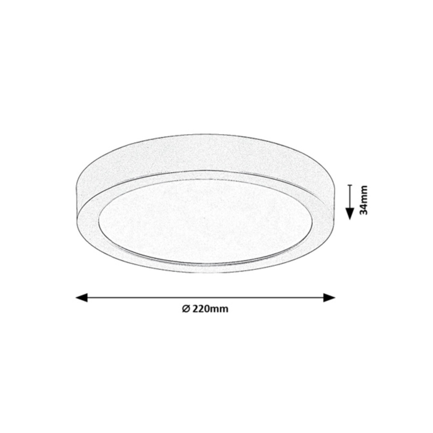 Rabalux - Plafonieră LED pentru baie, 24 W, 230 V, Ø 22 cm, IP44, auriu
