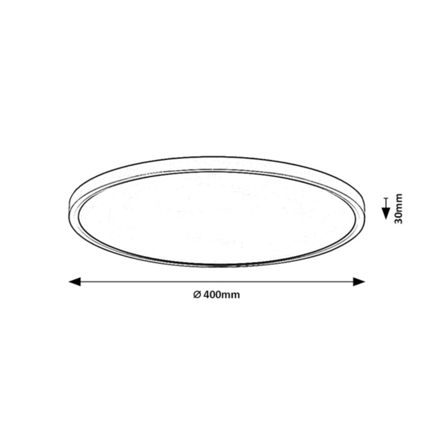 Rabalux - Plafonieră LED pentru baie, 24W/230V, 3000/4000/6000K, Ø 40 cm, IP44, negru