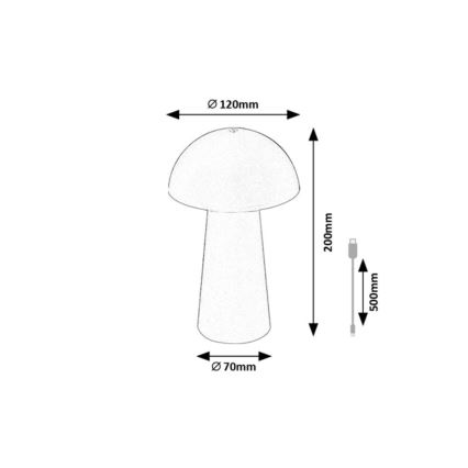 Rabalux - Lampă LED de exterior reîncărcabilă, cu control tactil și reglare a intensității, LED/1,5W/5V IP44 1200 mAh USB neagră