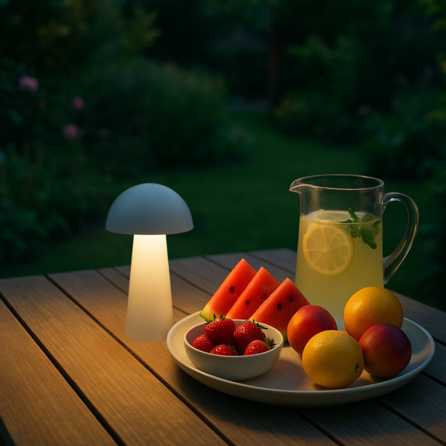 Rabalux - Lampă LED de exterior reîncărcabilă, tactilă, reglabilă, 1,5W/5V, IP44, 1200 mAh, USB, albă