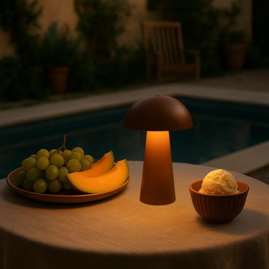 Rabalux - Lampă LED de exterior reîncărcabilă, tactilă și reglabilă, 1,5 W / 5 V, IP44, 1200 mAh, USB, maro