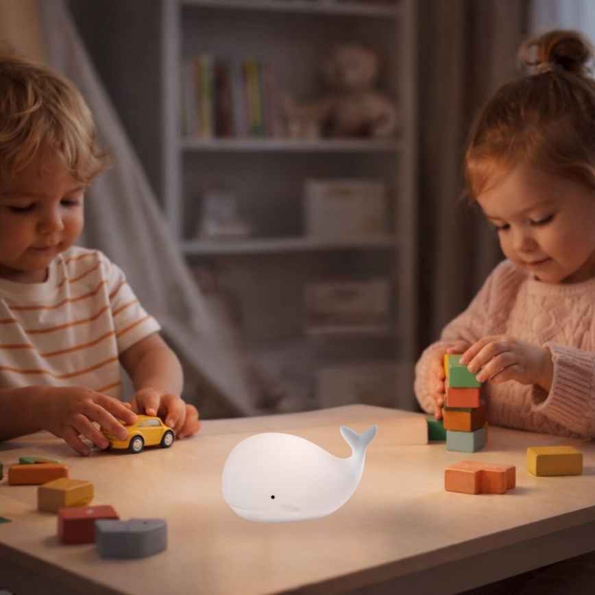 Rabalux - Lampă de veghe LED RGB cu senzor tactil, 0,05W, 1xCR2032, balenă