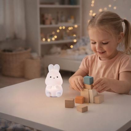 Rabalux - Lampă de veghe tactilă LED RGB, 0,05W, 1xCR2032, iepure