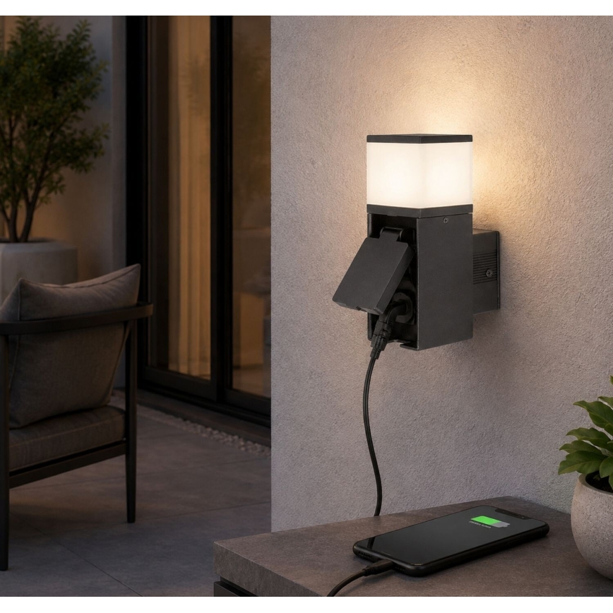Rabalux - Aplică de perete pentru exterior cu priză, LED/10W/230V, IP44
