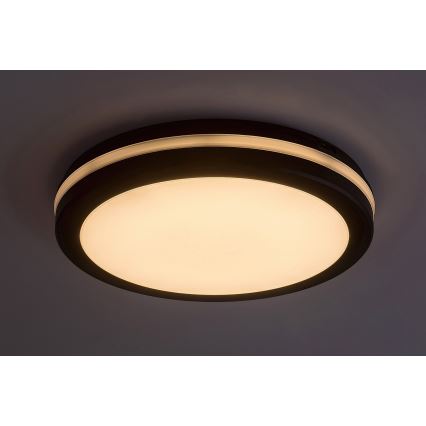 Rabalux - Plafonieră LED pentru baie, 28W/230V, temperatură de culoare 3000/4000/6500K, IP54, negru, Ø 30 cm