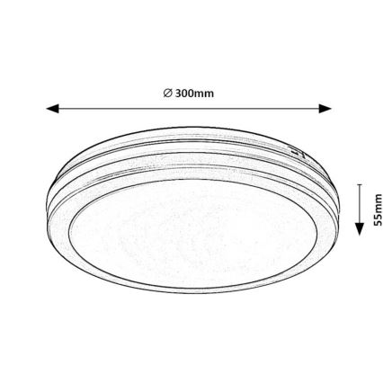 Rabalux - Plafonieră LED pentru baie, 28W/230V, temperatură de culoare 3000/4000/6500K, IP54, negru, Ø 30 cm