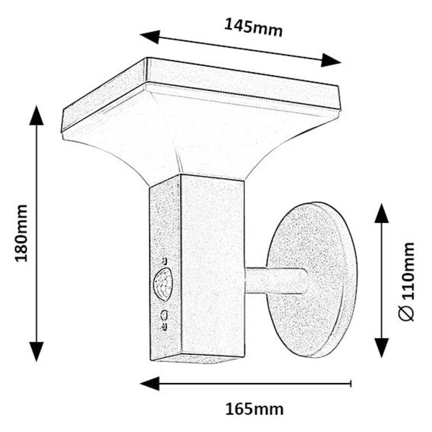 Rabalux - Lampă solară de perete cu LED și senzor LED/4W/230V IP44 negru 2200 mAh