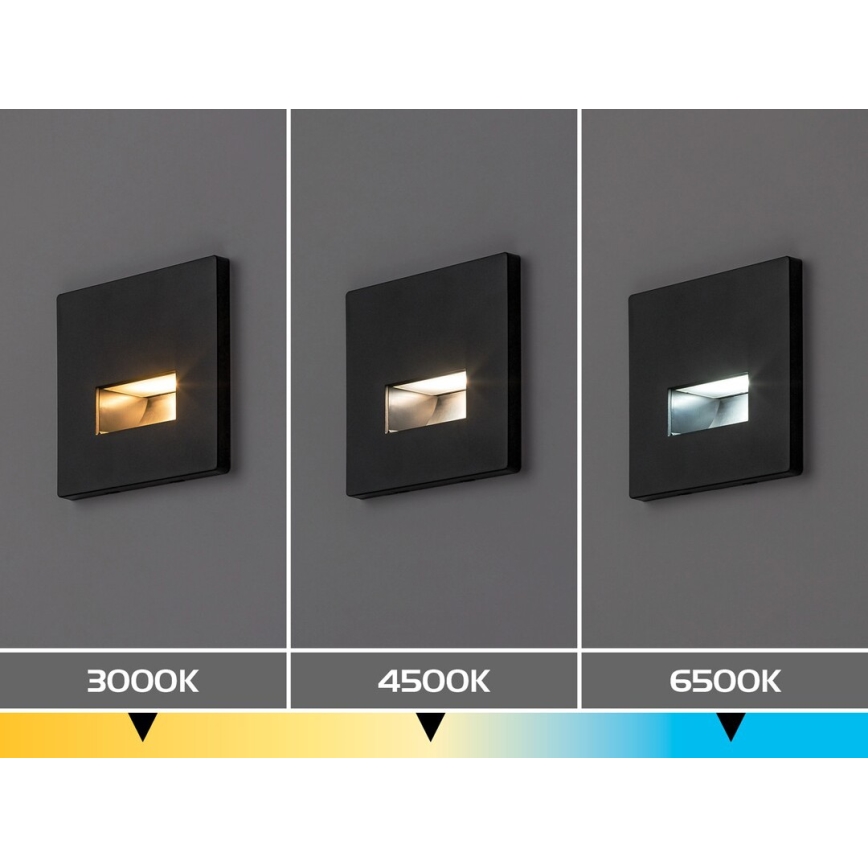 Rabalux - Aplică LED pentru scări LED/1W/230V 3000/4500/6500K neagră