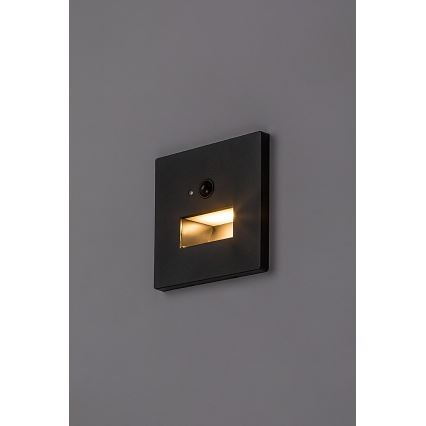 Rabalux - Lampă LED pentru scări cu senzor de mișcare și de amurg LED/1W/230V 3000/4500/6500K negru