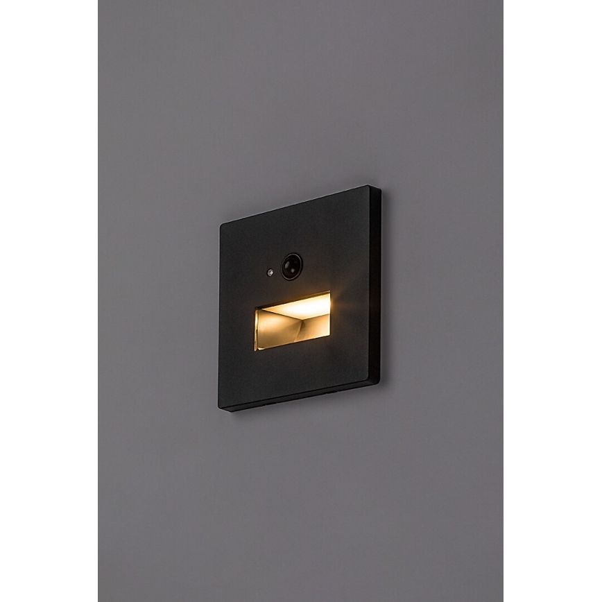Rabalux - Lampă LED pentru scări cu senzor de mișcare și de amurg LED/1W/230V 3000/4500/6500K negru