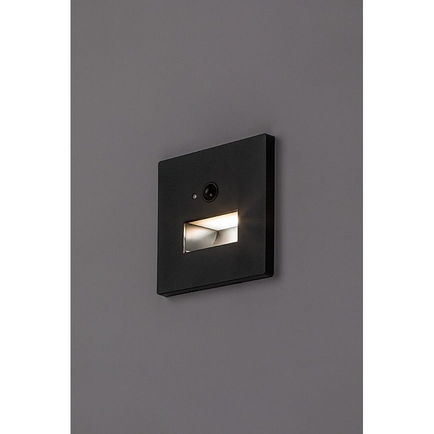 Rabalux - Lampă LED pentru scări cu senzor de mișcare și de amurg LED/1W/230V 3000/4500/6500K negru