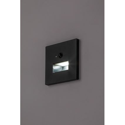 Rabalux - Lampă LED pentru scări cu senzor de mișcare și de amurg LED/1W/230V 3000/4500/6500K negru