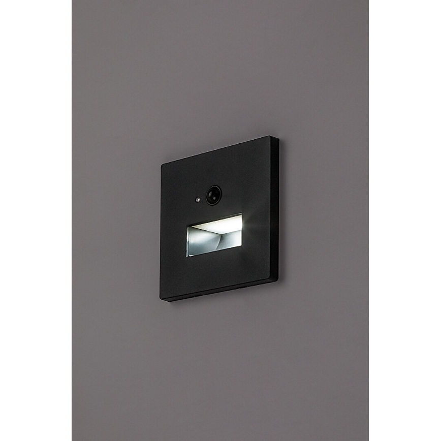 Rabalux - Lampă LED pentru scări cu senzor de mișcare și de amurg LED/1W/230V 3000/4500/6500K negru