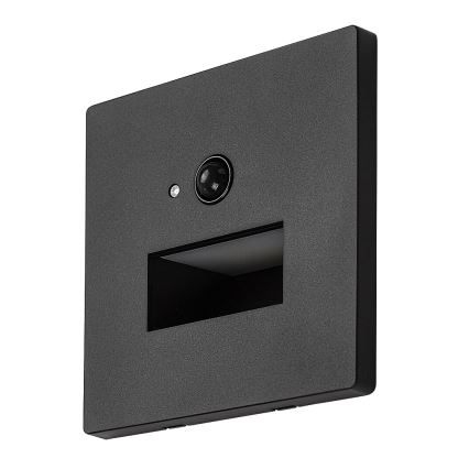 Rabalux - Lampă LED pentru scări cu senzor de mișcare și de amurg LED/1W/230V 3000/4500/6500K negru