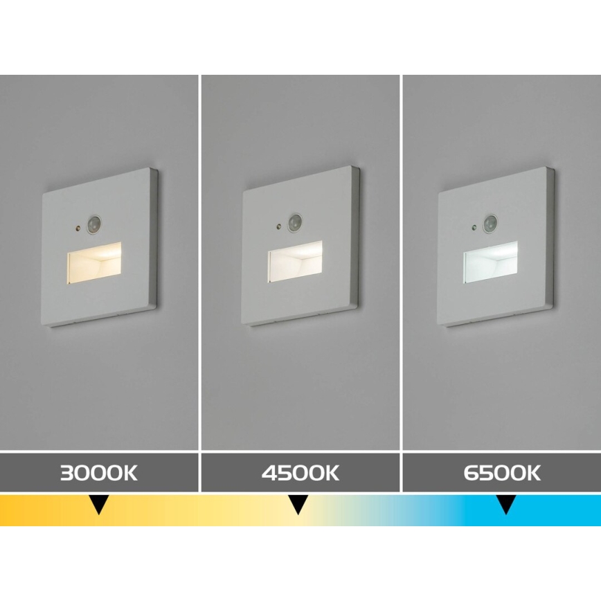 Rabalux - Aplică LED pentru scări cu senzor de mișcare și senzor crepuscular LED/1W/230V 3000/4500/6500K albă