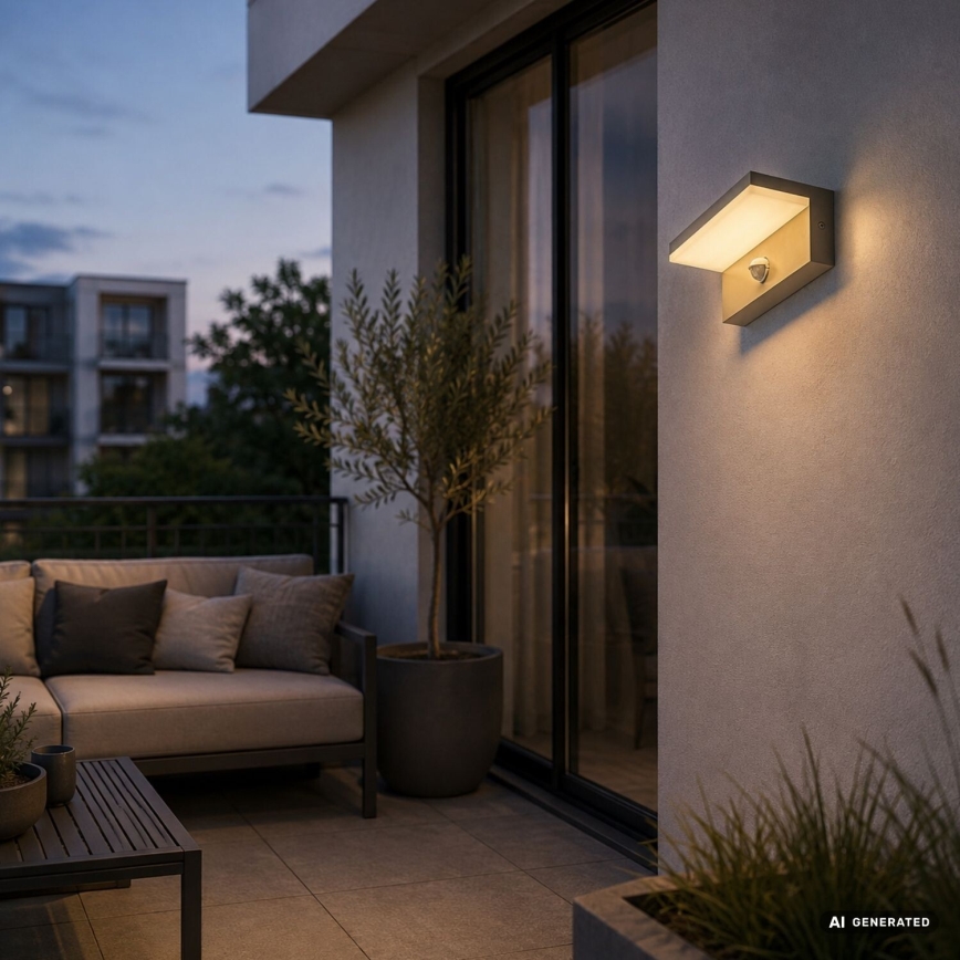 Rabalux - Aplică LED de exterior cu senzor, 9W/230V, IP54, bej