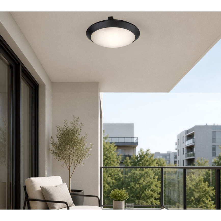 Rabalux - Plafonieră de exterior cu senzor de mișcare 1xE27/9W/230V IP65 Ø 30 cm neagră