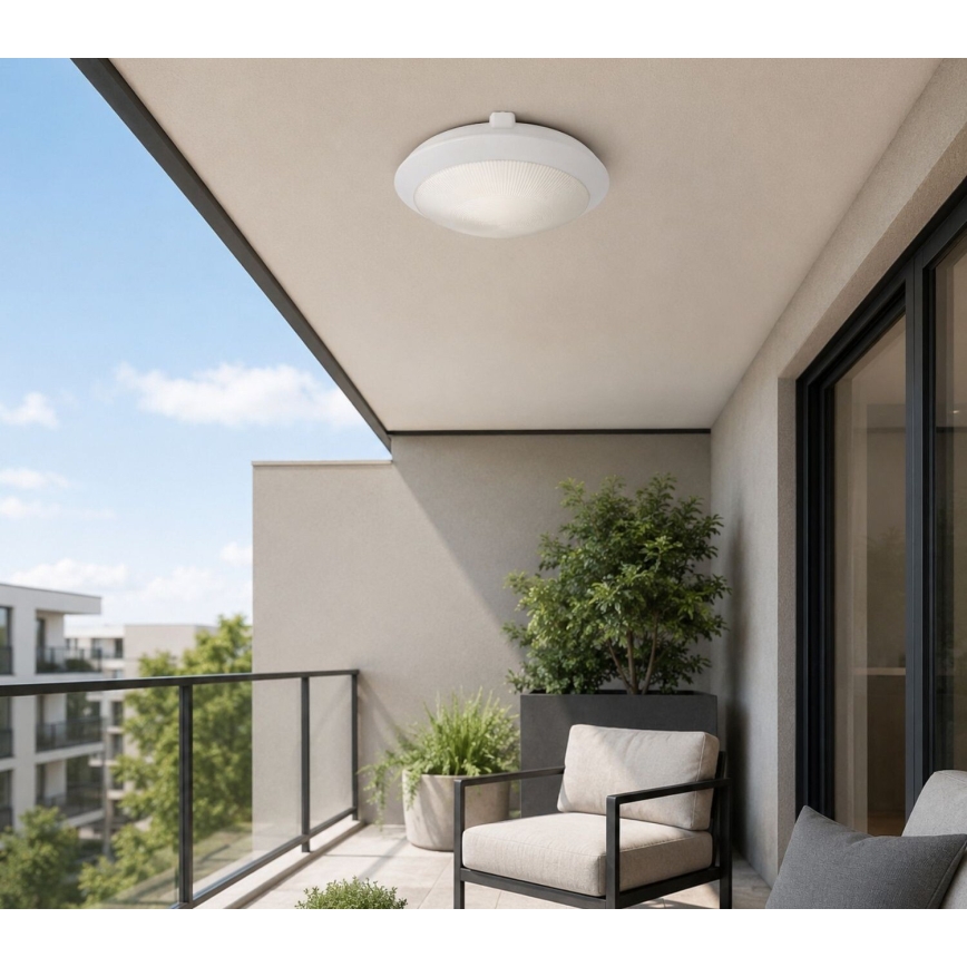 Rabalux - Plafonieră pentru exterior cu senzor de mișcare, 1xE27/9W/230V, IP65, Ø 30 cm, albă
