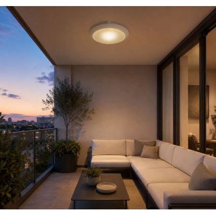 Rabalux - Plafonieră pentru exterior cu senzor de mișcare, 1xE27/9W/230V, IP65, Ø 30 cm, albă