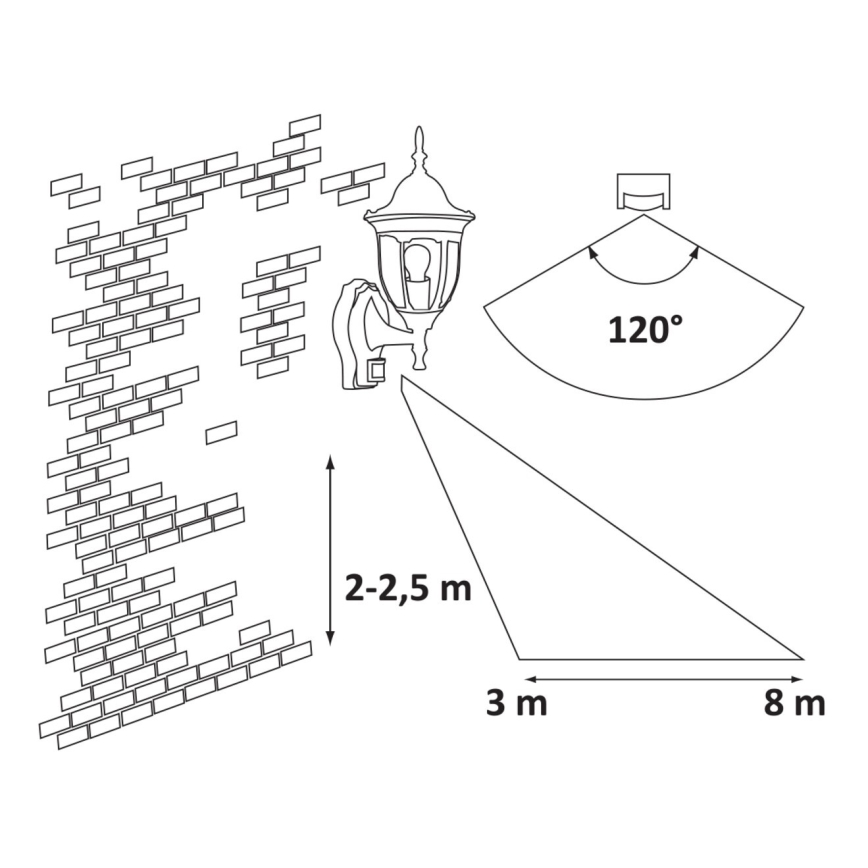 Rabalux - Aplică de perete pentru exterior cu senzor 1xE27/60W/230V IP43 auriu/patină/negru