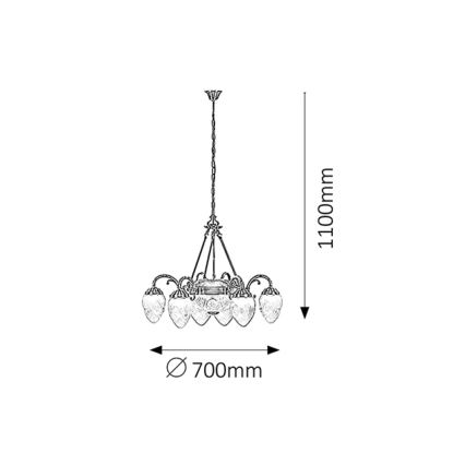 Rabalux 8636 - Lustra cu lant ANNABELLA 6xE14/40W+2xE27/60W