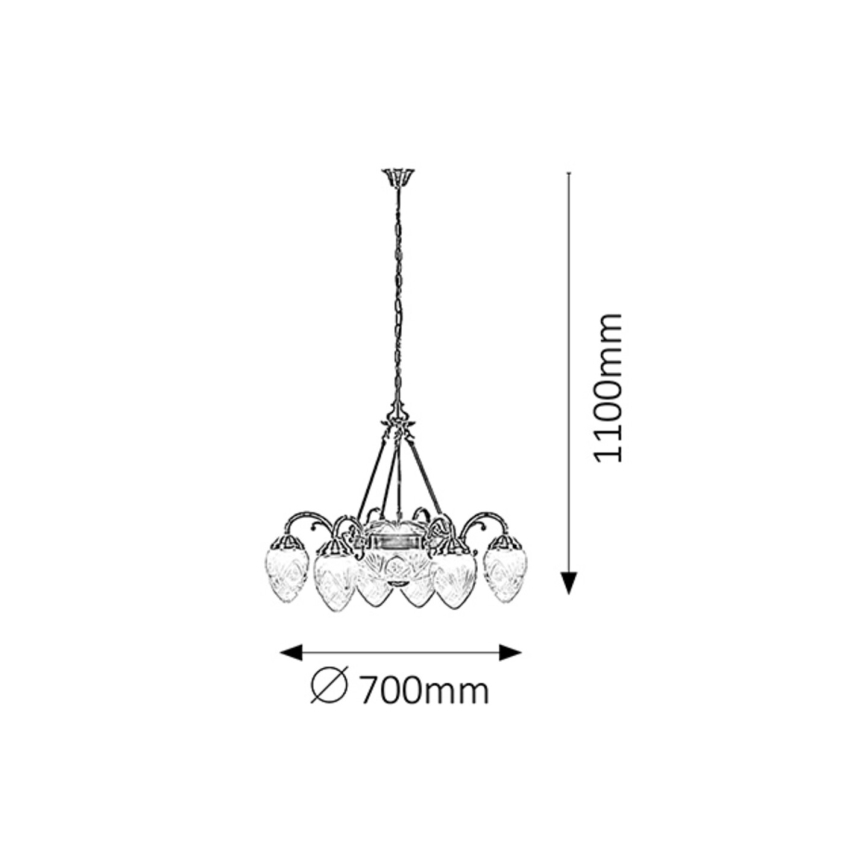 Rabalux 8636 - Lustra cu lant ANNABELLA 6xE14/40W+2xE27/60W