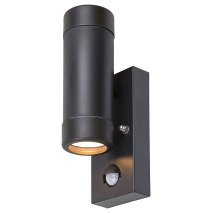 Rabalux - Aplica de perete pentru exterior cu senzor 2xGU10/10W/230V, neagră, IP44