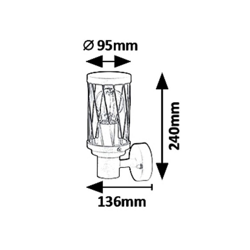 Rabalux 8888 - Aplică perete exterior BUDAPEST 1xE27/40W/230V IP44
