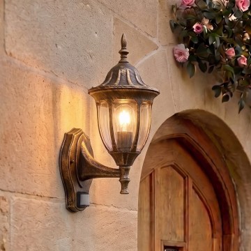 Rabalux - Aplică de perete pentru exterior cu senzor 1xE27/60W/230V IP43 auriu/patină/negru