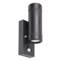 Rabalux - Aplica de perete pentru exterior cu senzor 2xGU10/10W/230V, neagră, IP44