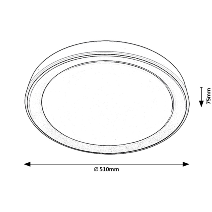 Rabalux - Plafonieră LED RGB dimabilă, 40W, 230V, 2700–6500K, Wi‑Fi Tuya, Ø 51 cm cu telecomandă inclusă