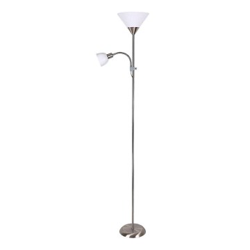 Rabalux - Lampadar ACTION 1xE27/100W/230V + 1xE14/25W crom mat/alb