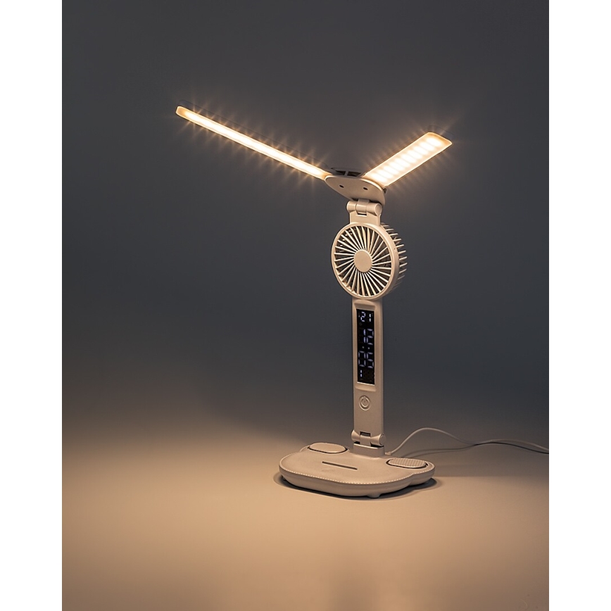 Rabalux - Lampă de birou LED reglabilă, cu ventilator și afișaj LED, 7W/5V, 3000/4000/6500K