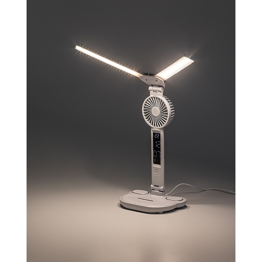 Rabalux - Lampă de birou LED reglabilă, cu ventilator și afișaj LED, 7W/5V, 3000/4000/6500K