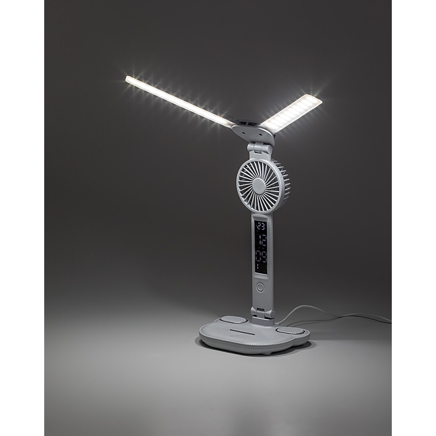 Rabalux - Lampă de birou LED reglabilă, cu ventilator și afișaj LED, 7W/5V, 3000/4000/6500K