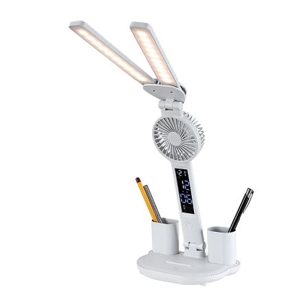 Rabalux - Lampă de birou LED reglabilă, cu ventilator și afișaj LED, 7W/5V, 3000/4000/6500K