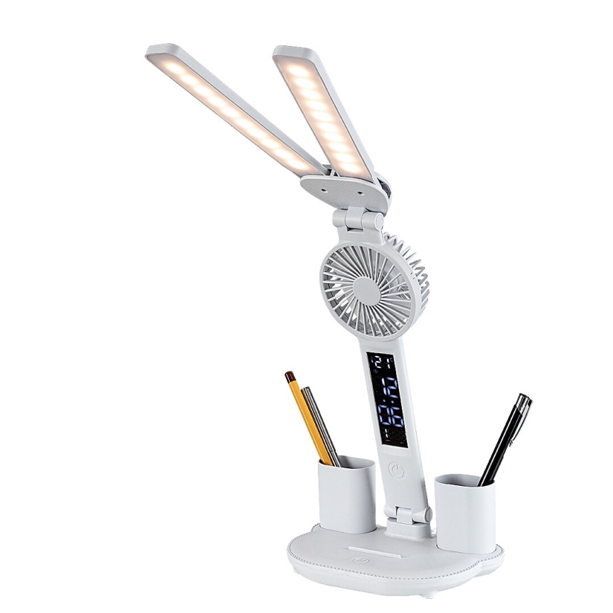 Rabalux - Lampă de birou LED reglabilă, cu ventilator și afișaj LED, 7W/5V, 3000/4000/6500K