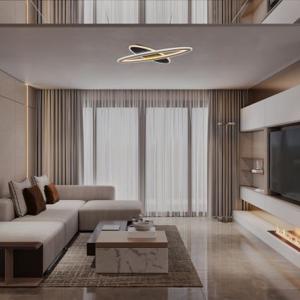 Rabalux - Plafonieră LED reglabilă, 70 W, 230 V, 3000/4000/6000 K, neagră, cu telecomandă, Ø 70 cm