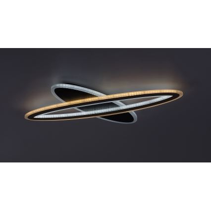 Rabalux - Plafonieră LED reglabilă, 70 W, 230 V, 3000/4000/6000 K, neagră, cu telecomandă, Ø 70 cm