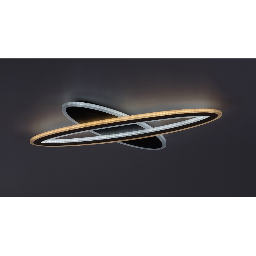 Rabalux - Plafonieră LED reglabilă, 70 W, 230 V, 3000/4000/6000 K, neagră, cu telecomandă, Ø 70 cm