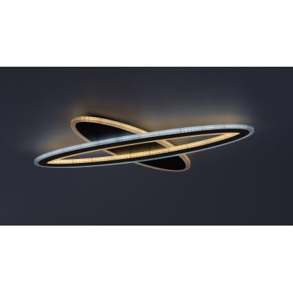 Rabalux - Plafonieră LED reglabilă, 70 W, 230 V, 3000/4000/6000 K, neagră, cu telecomandă, Ø 70 cm