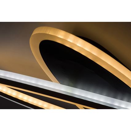 Rabalux - Plafonieră LED reglabilă, 70 W, 230 V, 3000/4000/6000 K, neagră, cu telecomandă, Ø 70 cm
