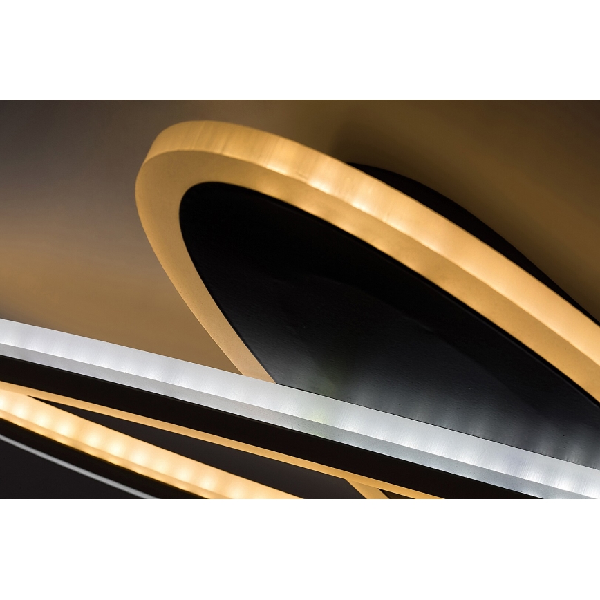 Rabalux - Plafonieră LED reglabilă, 70 W, 230 V, 3000/4000/6000 K, neagră, cu telecomandă, Ø 70 cm