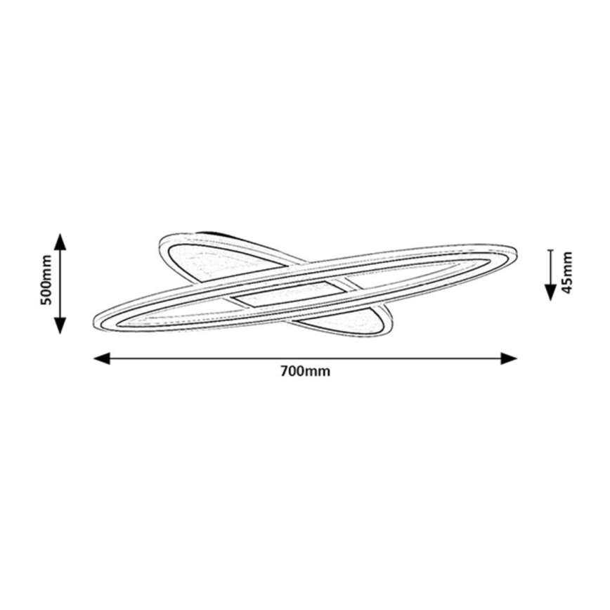Rabalux - Plafonieră LED reglabilă, 70 W, 230 V, 3000/4000/6000 K, neagră, cu telecomandă, Ø 70 cm