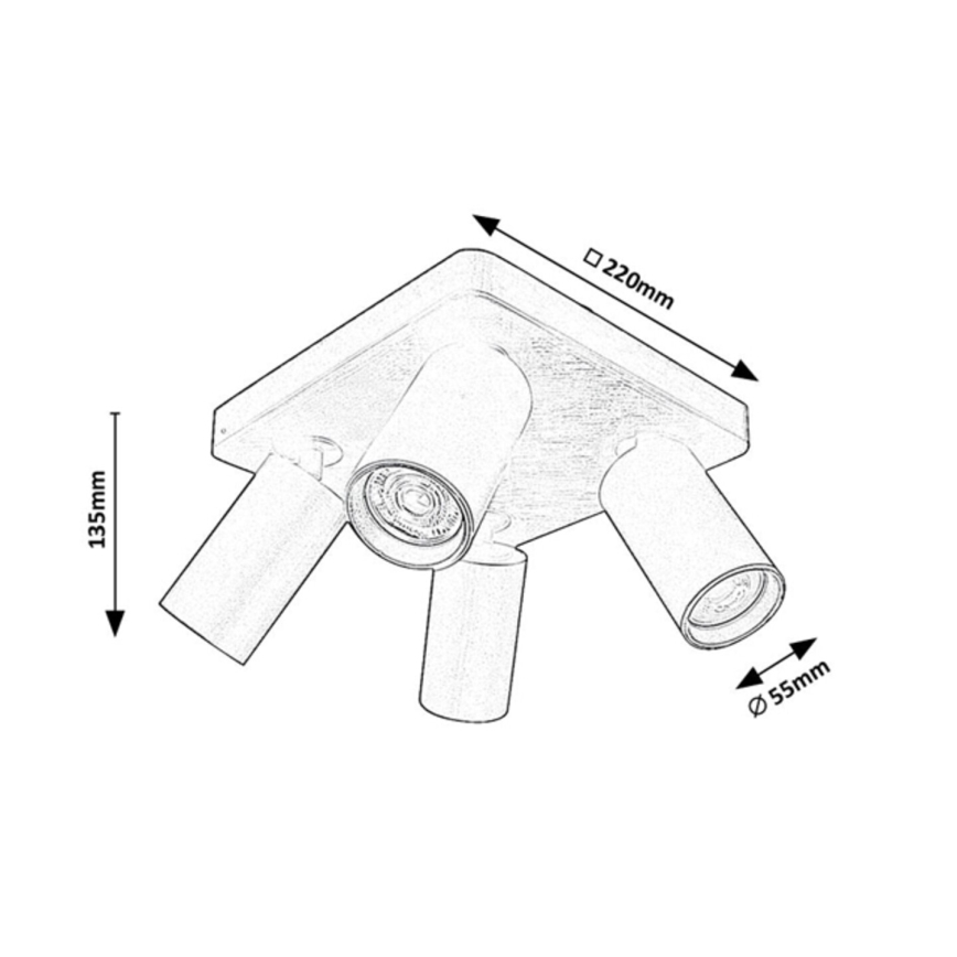 Rabalux - Spot aplicat, 4x GU10/7W/230V, negru