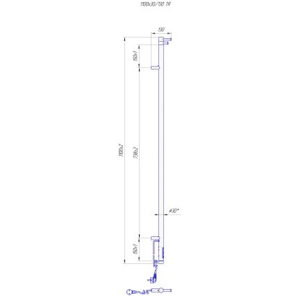 Radiator baie RAY 25W/230V 110x30 cm IP44 inox/negru
