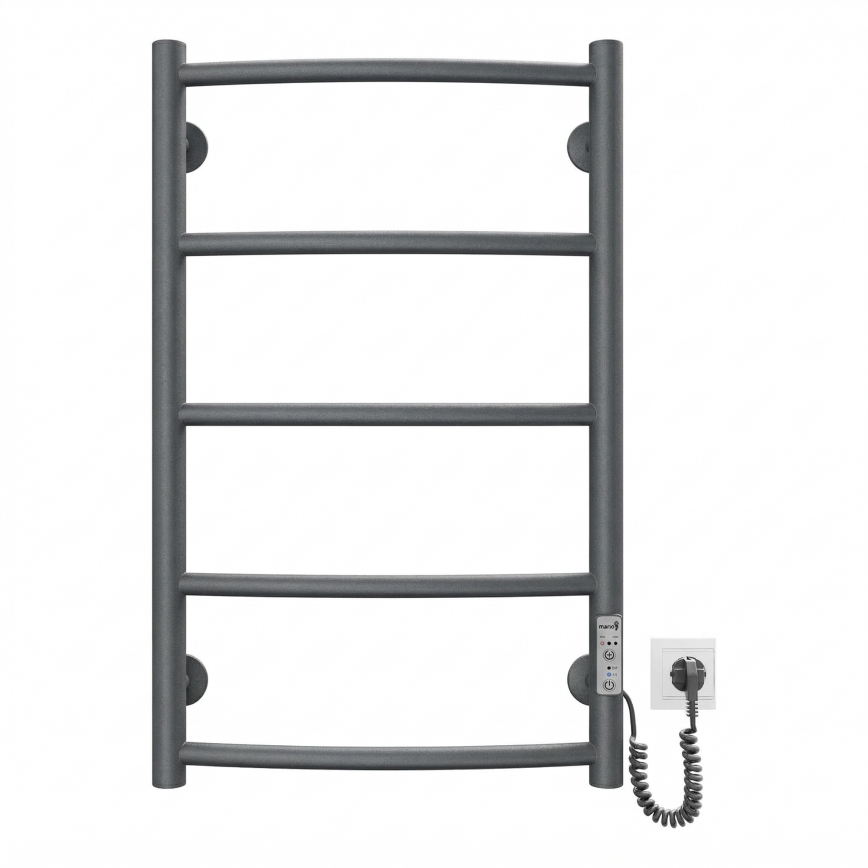 Radiator baie tip scară CLASSIC 65W/230V 66x42 cm inox/antracit, racord pe partea dreaptă